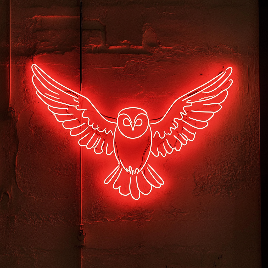 Flying Owl - Red Neon Sign, 18 Inches