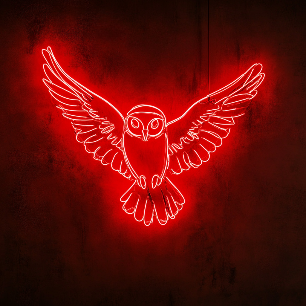 Flying Owl - Red Neon Sign, 24 Inches
