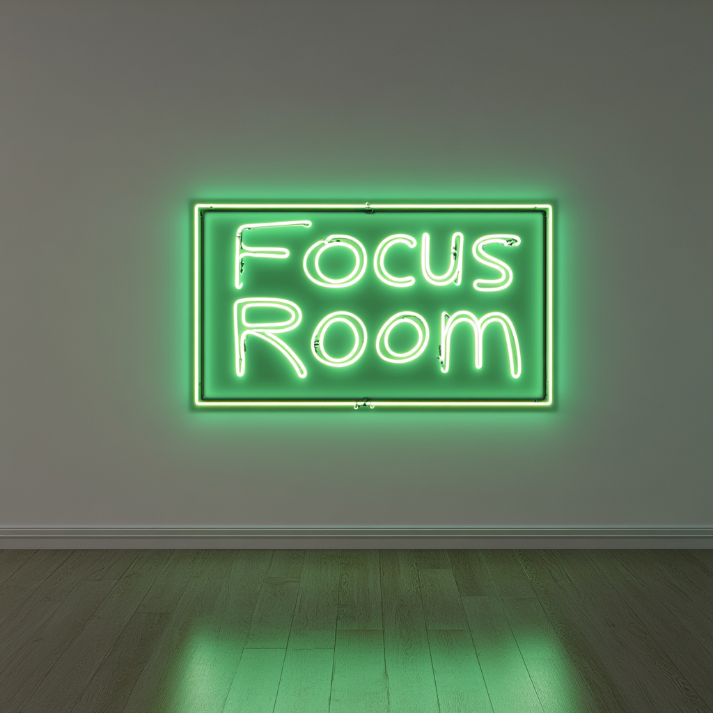 "Focus Room" - Green Neon Sign, 24 Inches