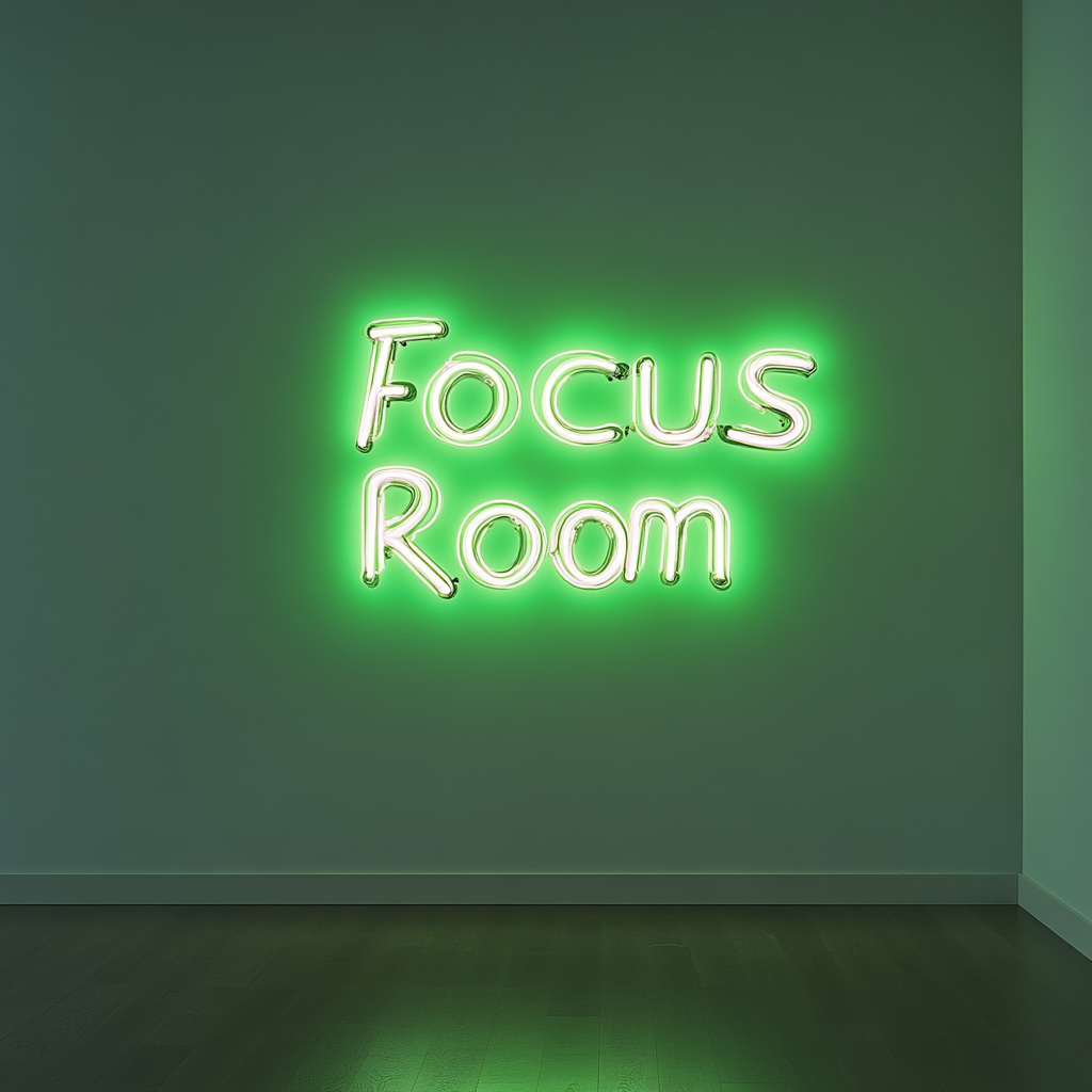 "Focus Room" - Green Neon Sign, 24 Inches