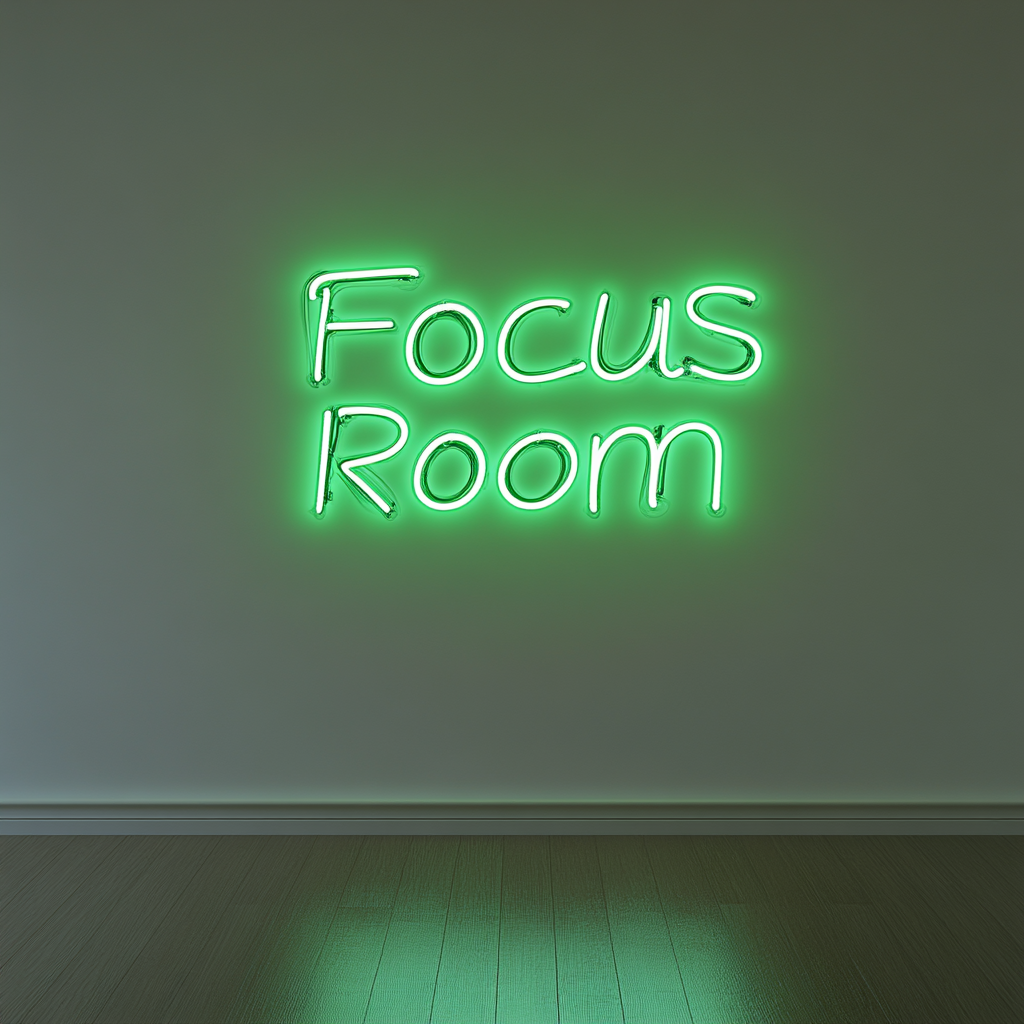 "Focus Room" - Green Neon Sign, 24 Inches