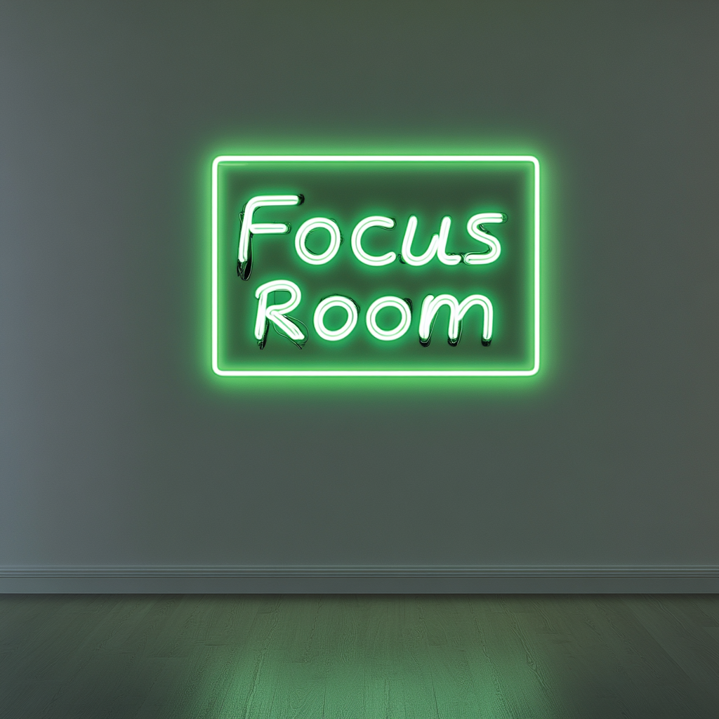 "Focus Room" - Green Neon Sign, 24 Inches