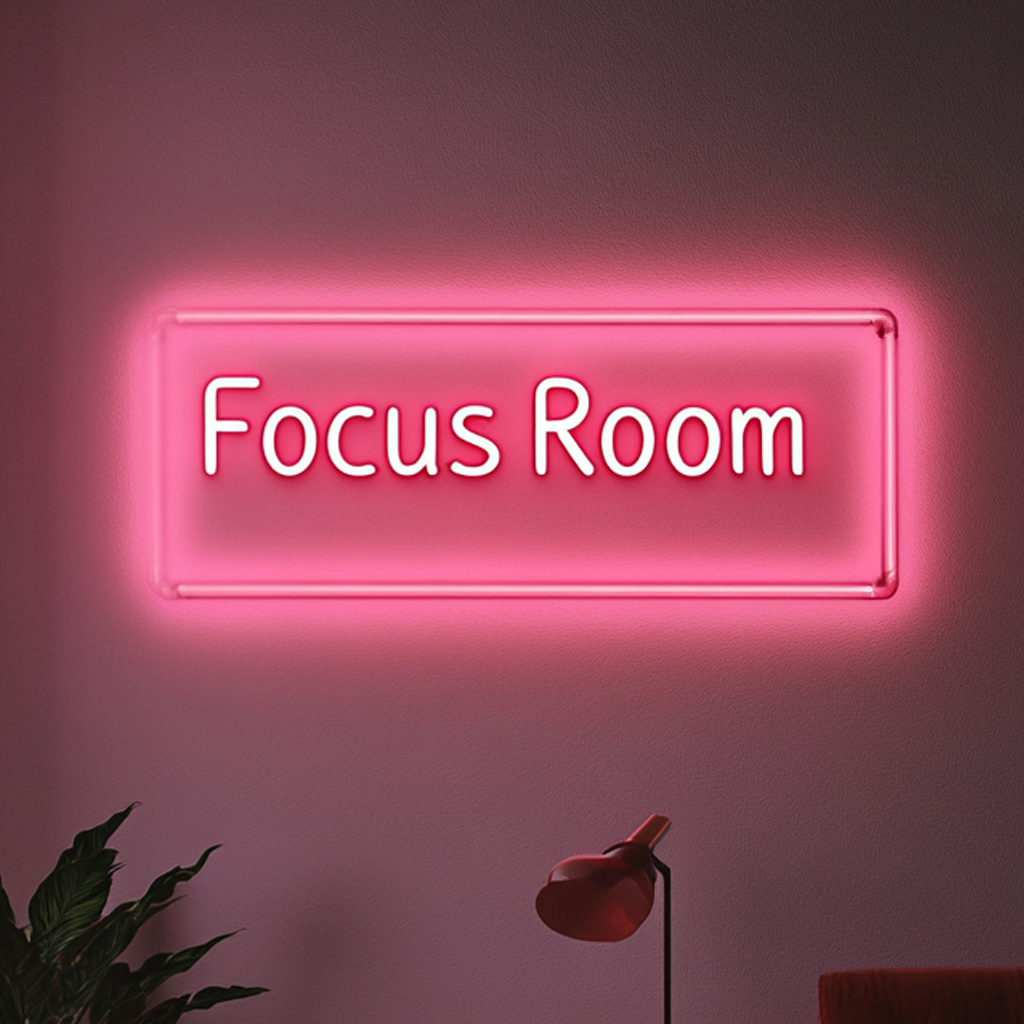 "Focus Room" - Pink Neon Sign, 24 Inches