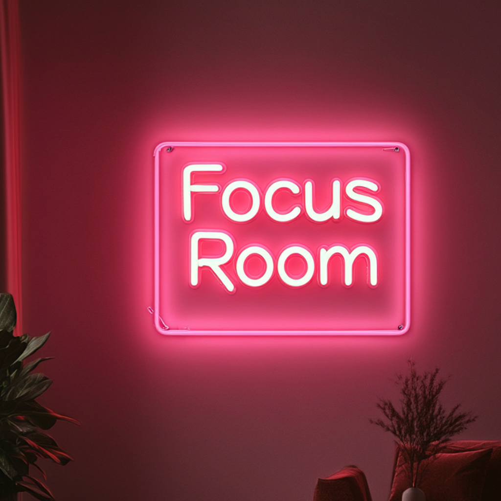 "Focus Room" - Pink Neon Sign, 24 Inches