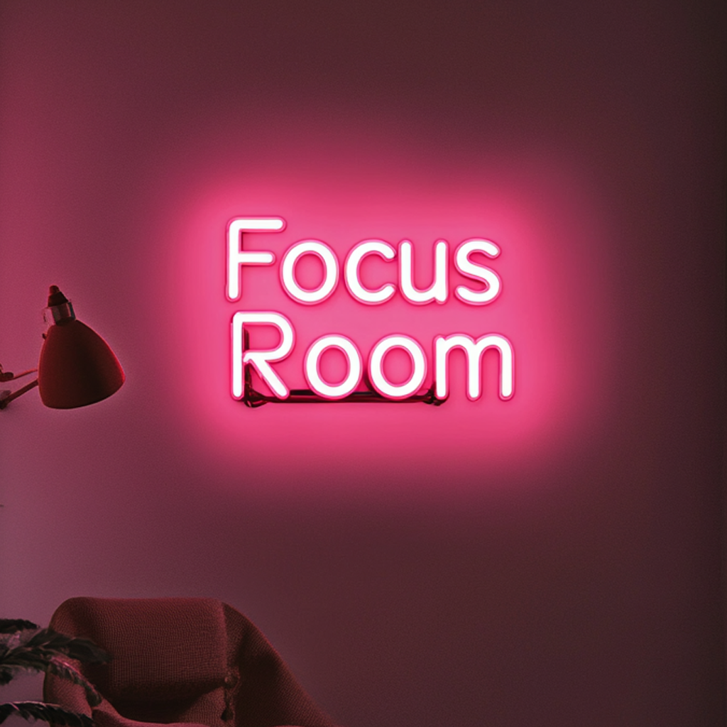 "Focus Room" - Pink Neon Sign, 24 Inches