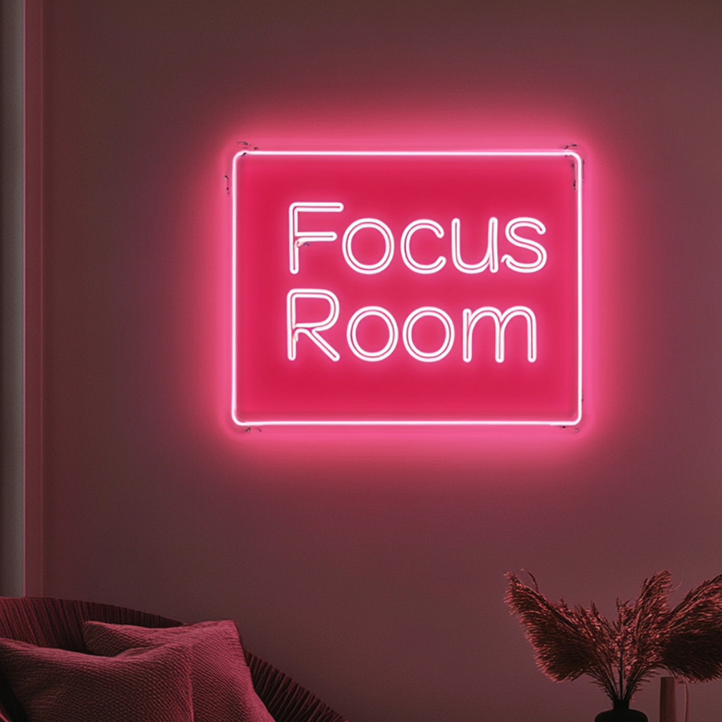 "Focus Room" - Pink Neon Sign, 24 Inches