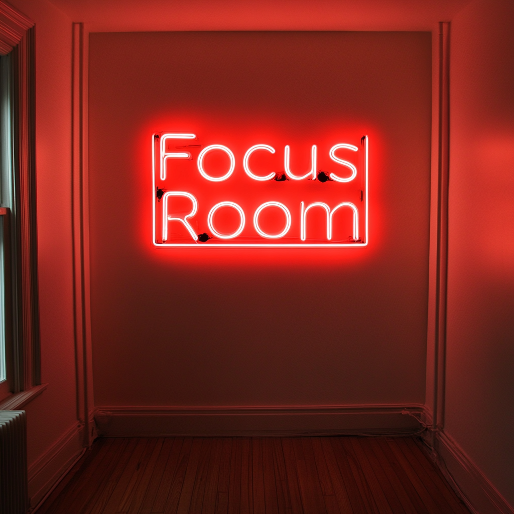 "Focus Room" - Red Neon Sign, 24 Inches