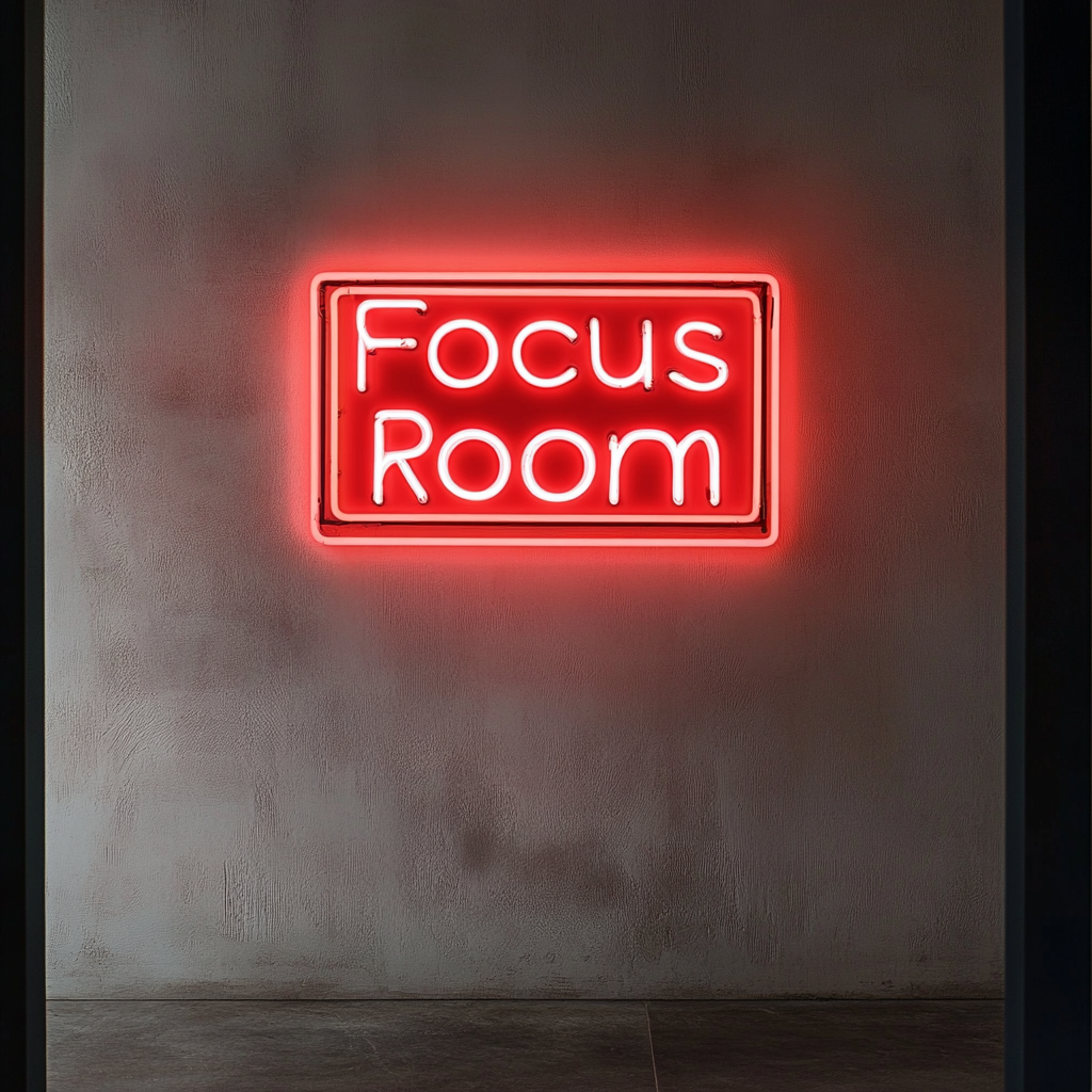 "Focus Room" - Red Neon Sign, 24 Inches