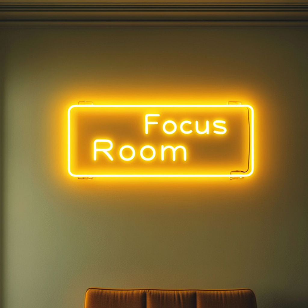 "Focus Room" - Yellow Neon Sign, 24 Inches