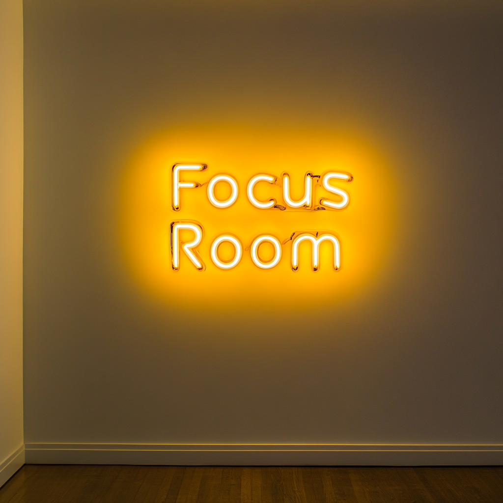 "Focus Room" - Yellow Neon Sign, 24 Inches