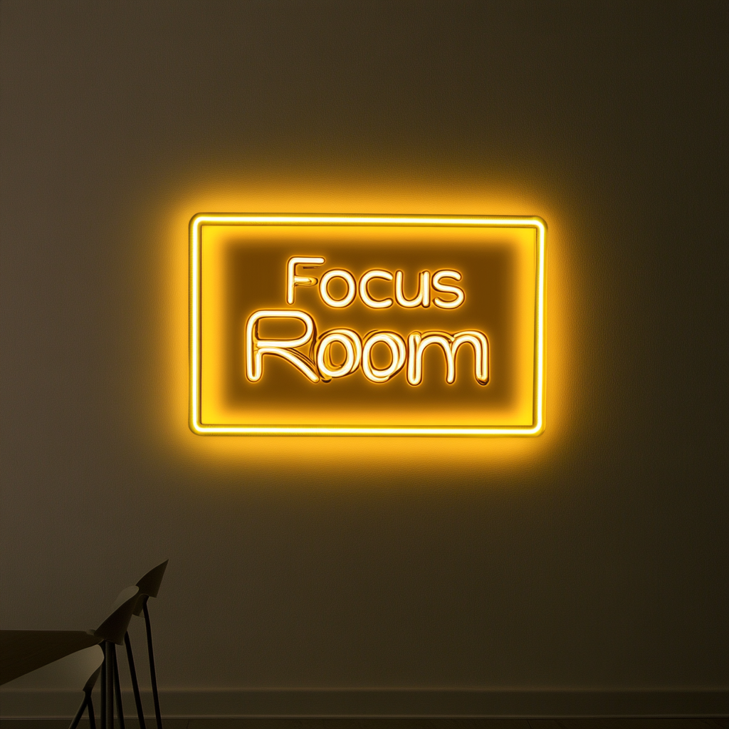 "Focus Room" - Yellow Neon Sign, 24 Inches