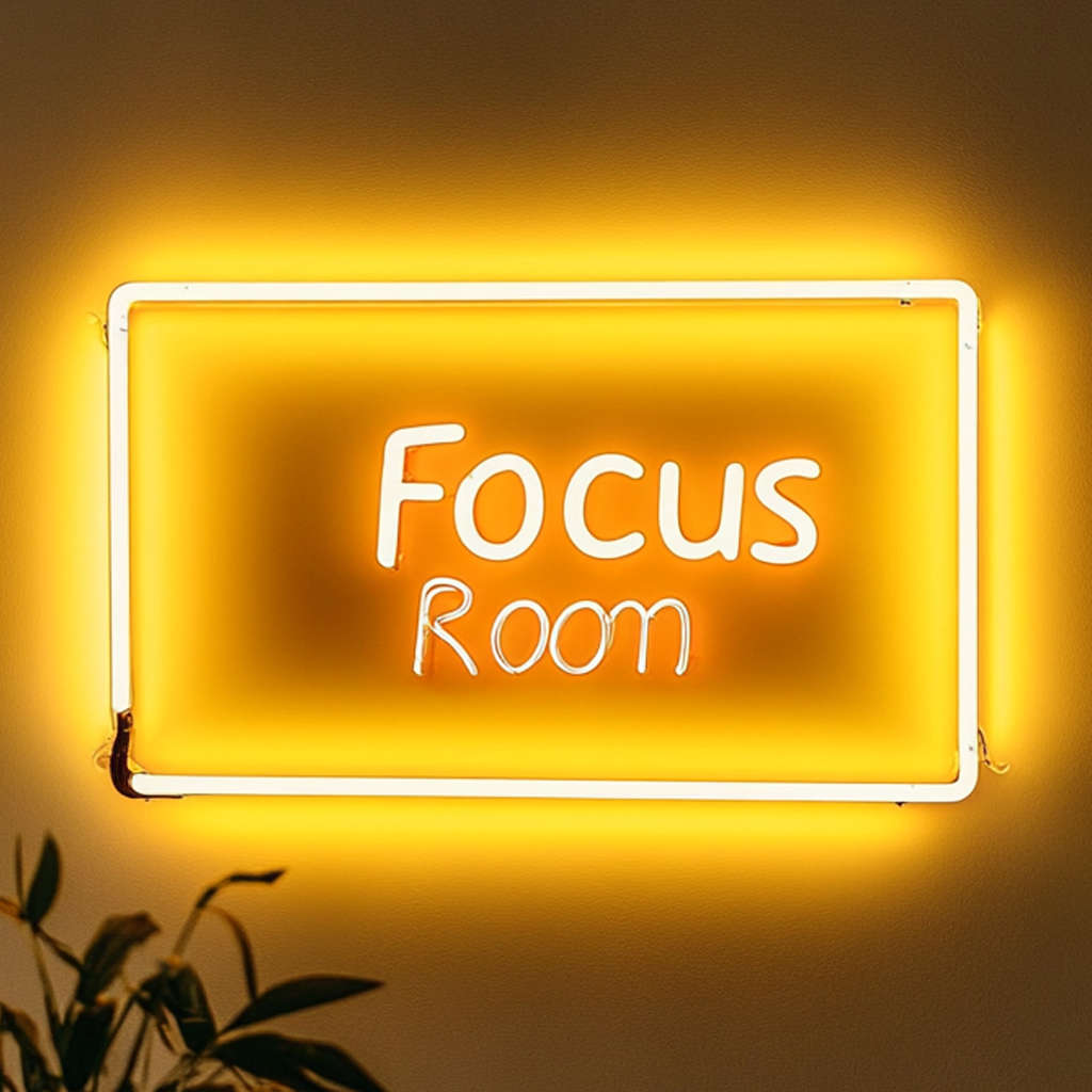 "Focus Room" - Yellow Neon Sign, 24 Inches