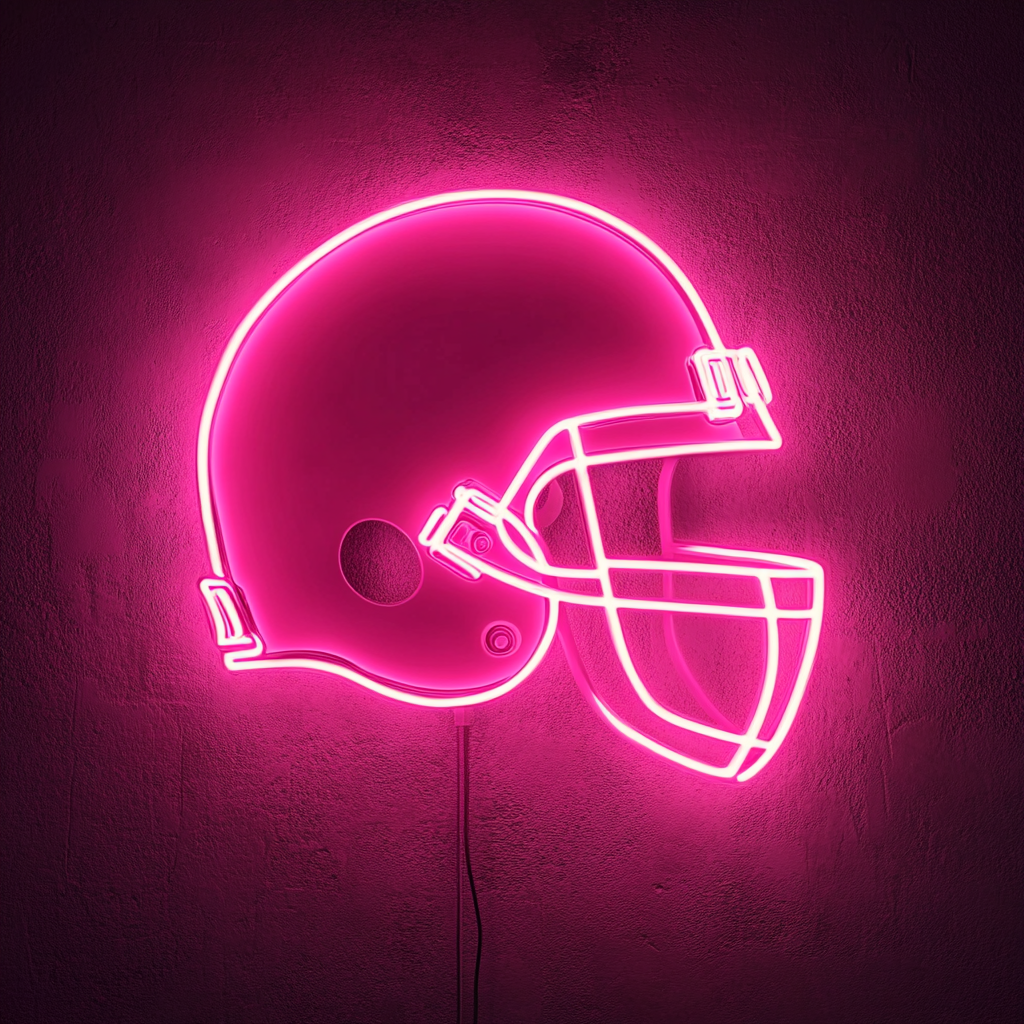 Football Helmet - Pink Neon Sign, 18 Inches