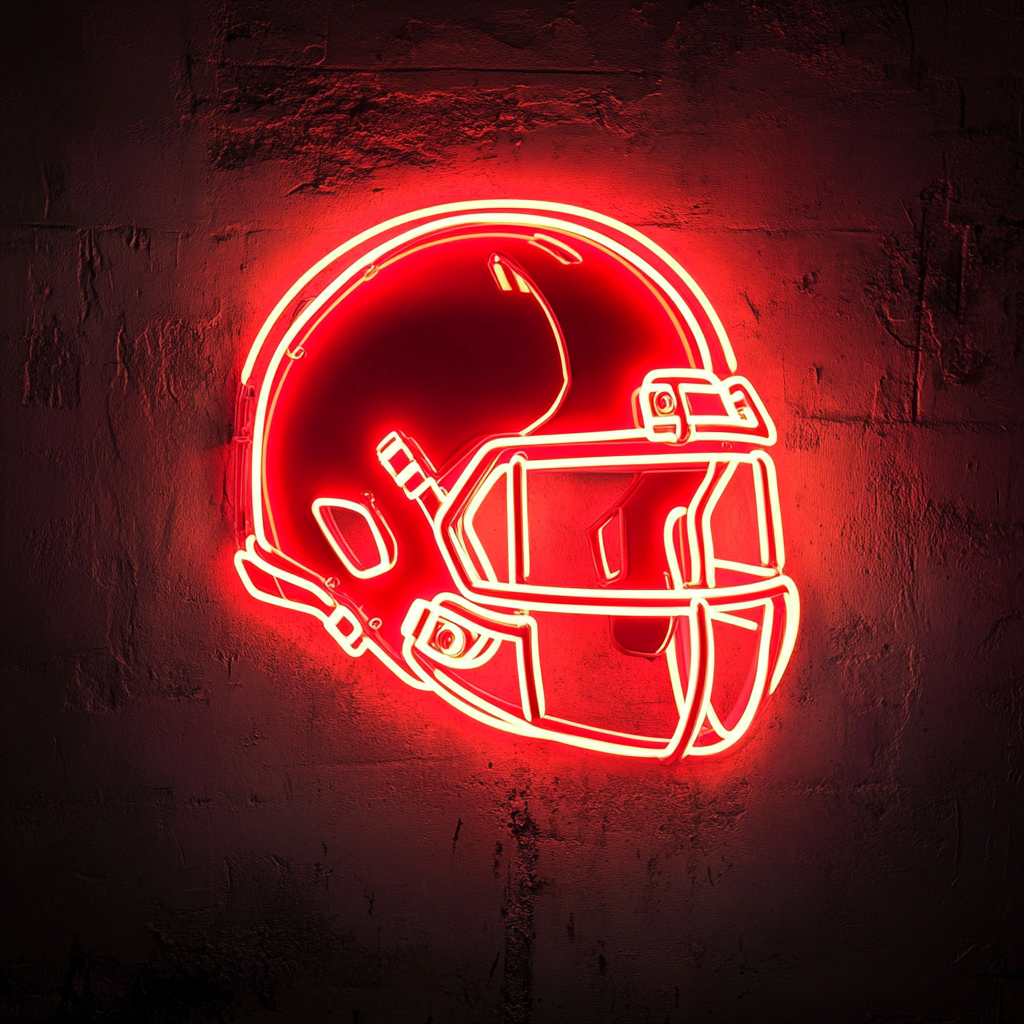 Football Helmet - Red Neon Sign, 24 Inches