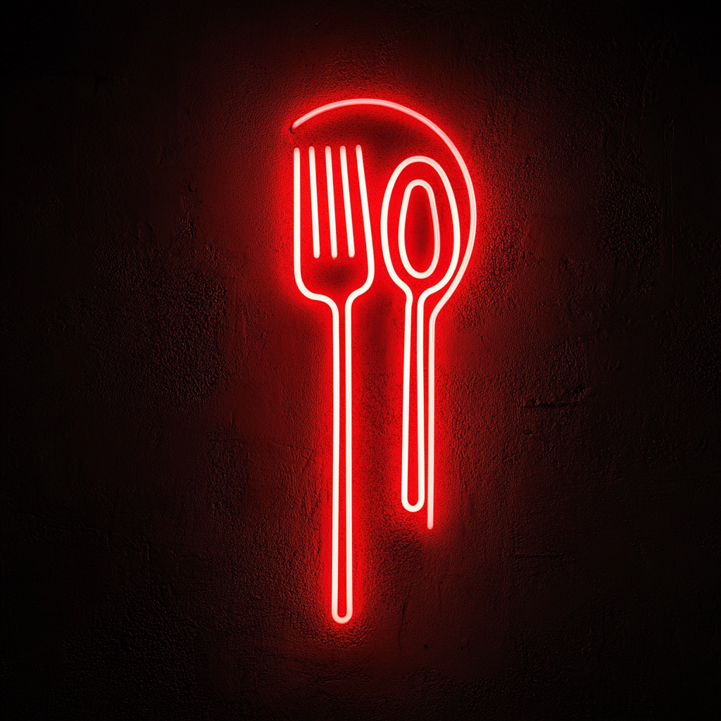Fork and Spoon - Red Neon Sign, 24 Inches