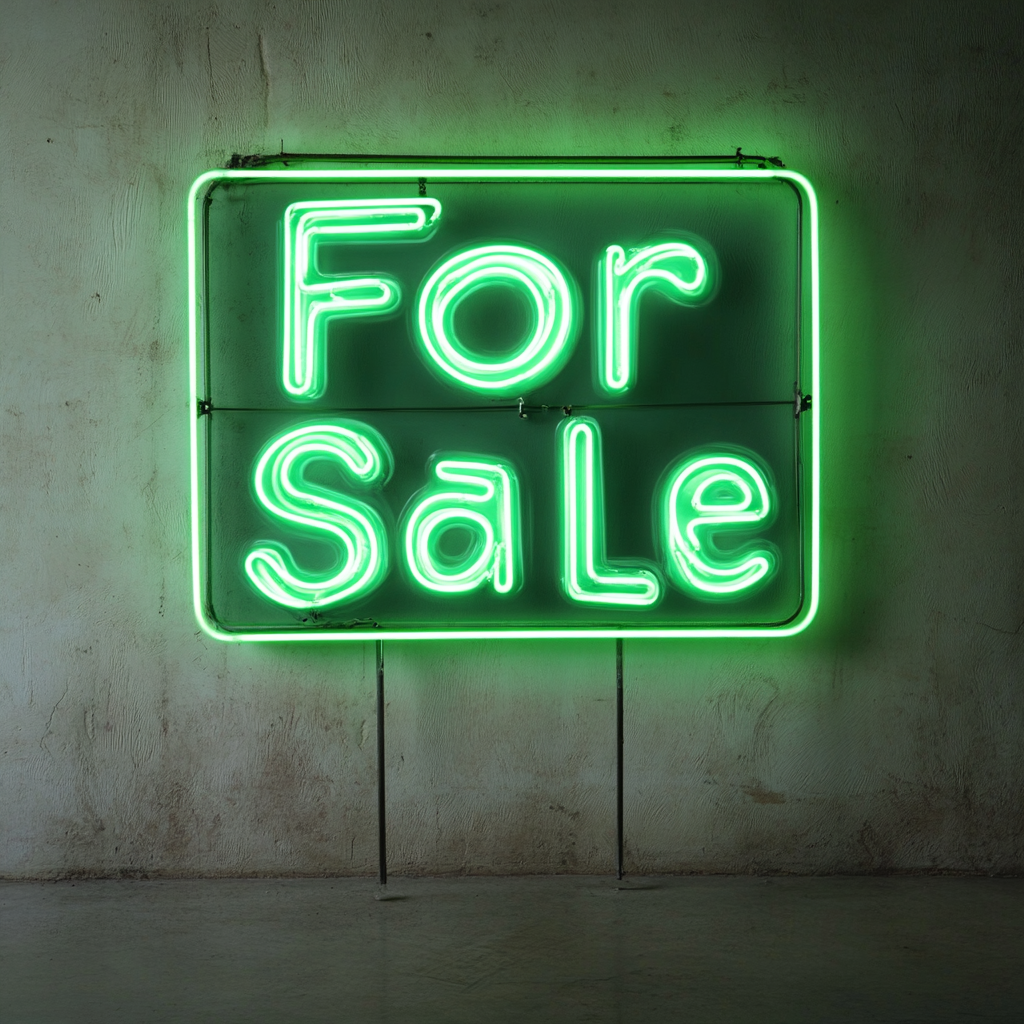 For Sale - Green Neon Sign, 18 Inches