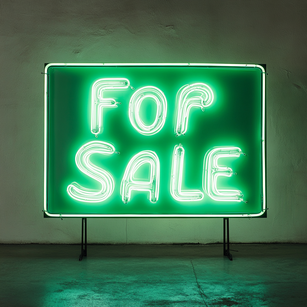 For Sale - Green Neon Sign, 24 Inches