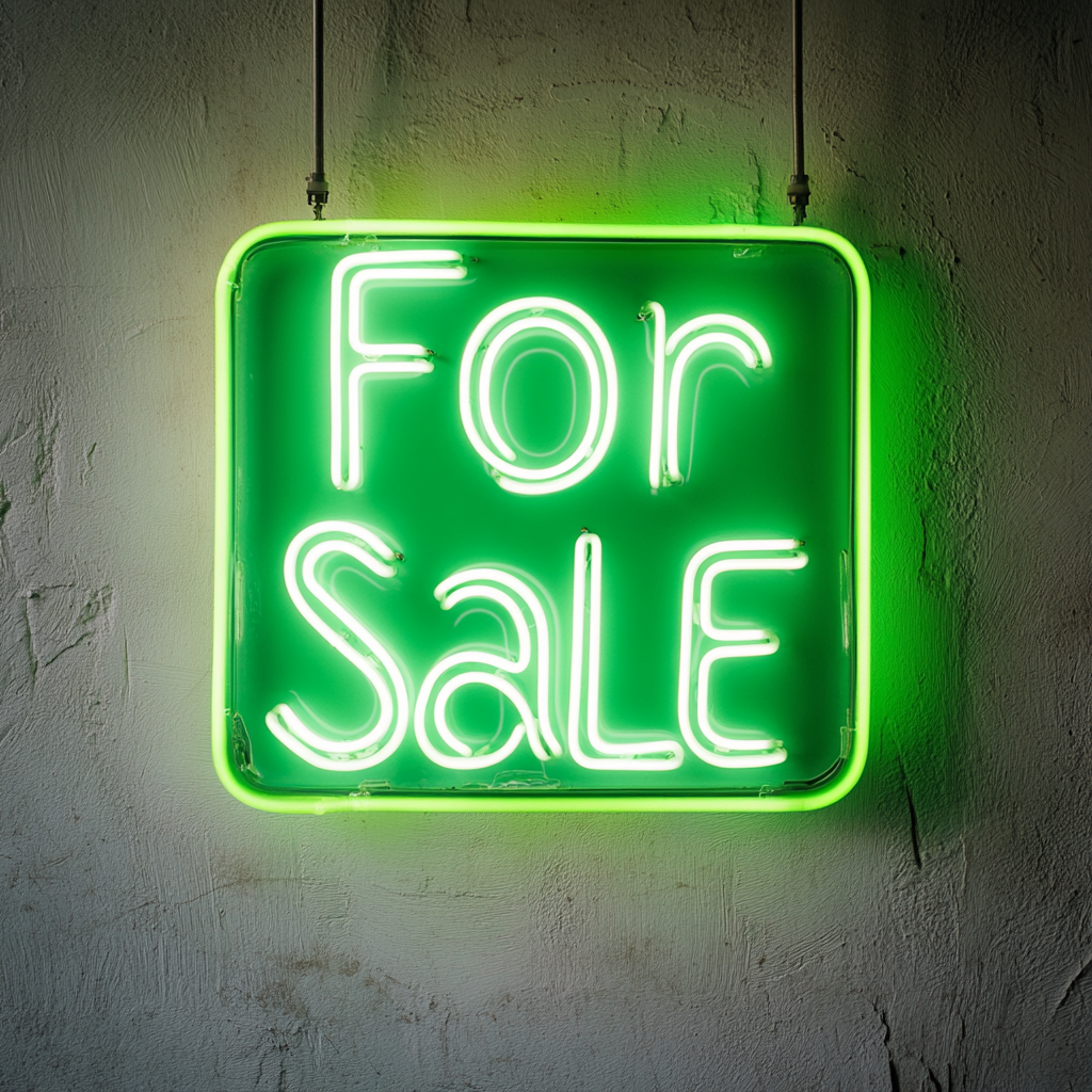 For Sale - Green Neon Sign, 18 Inches