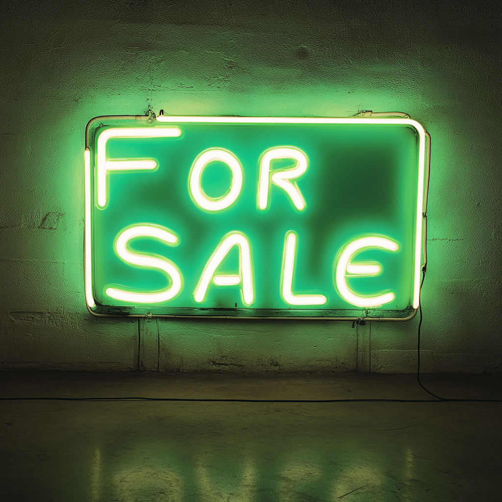 For Sale - Green Neon Sign, 18 Inches