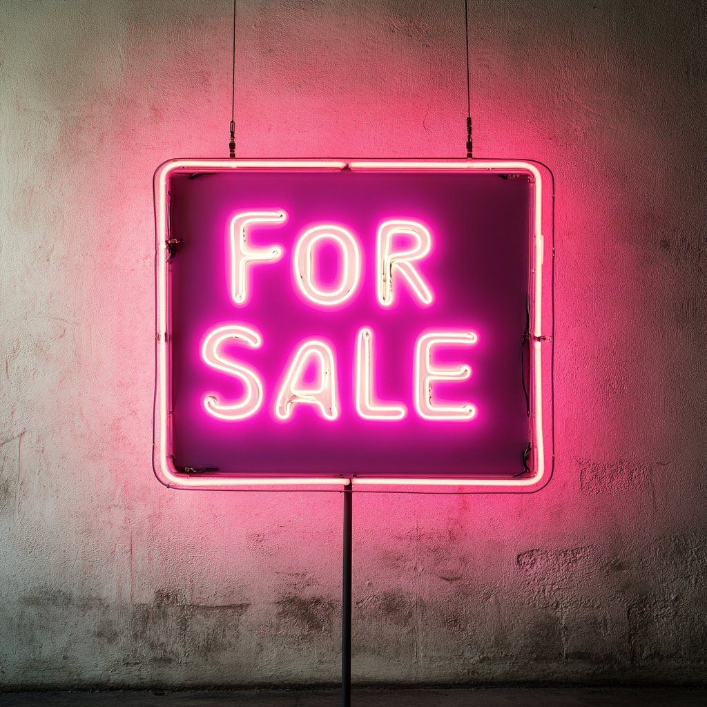 For Sale - Pink Neon Sign, 18 Inches