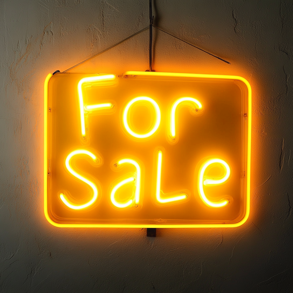 For Sale - Yellow Neon Sign, 18 Inches