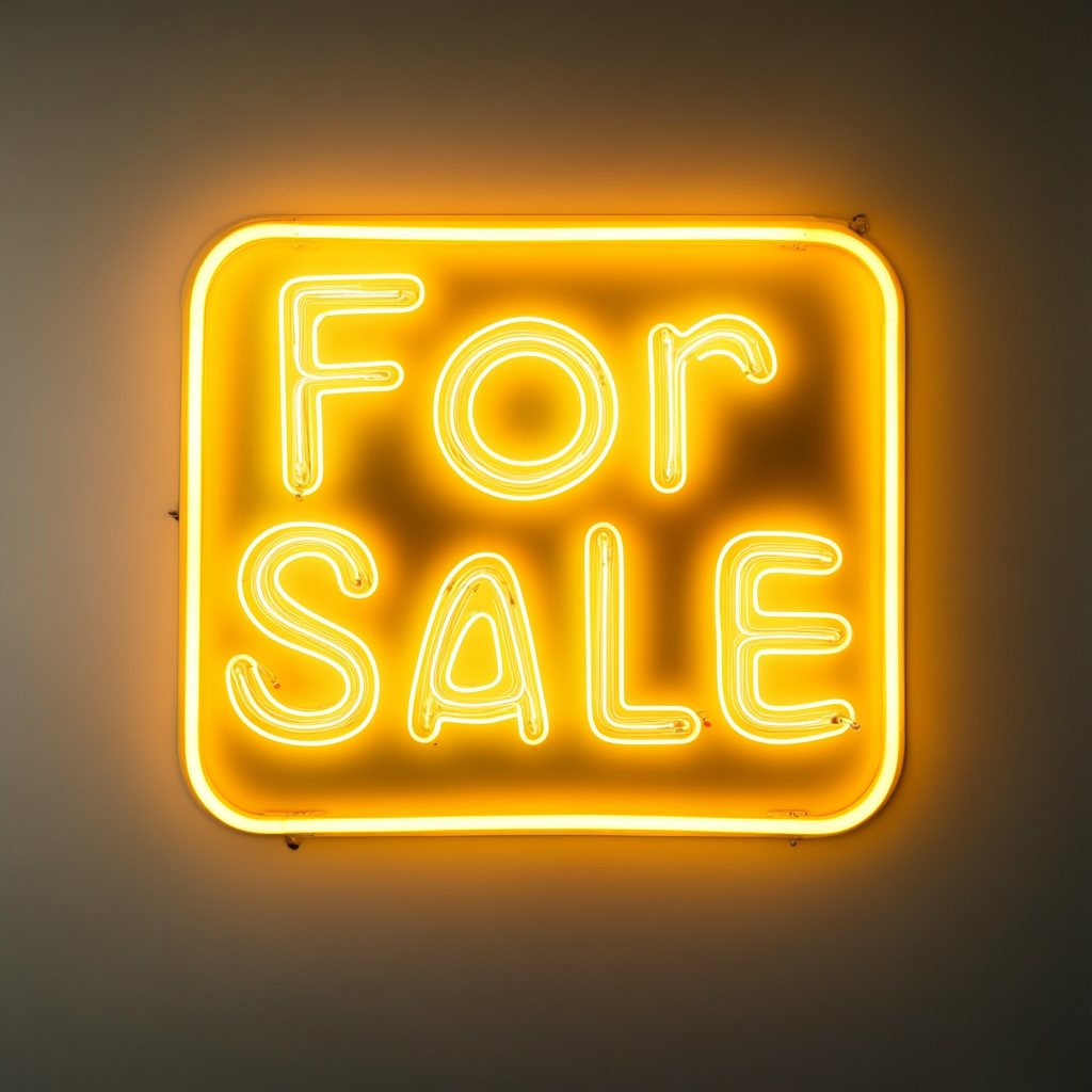 For Sale - Yellow Neon Sign, 18 Inches