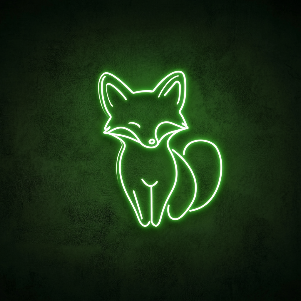 Fox - Green Neon Sign, 24 Inches