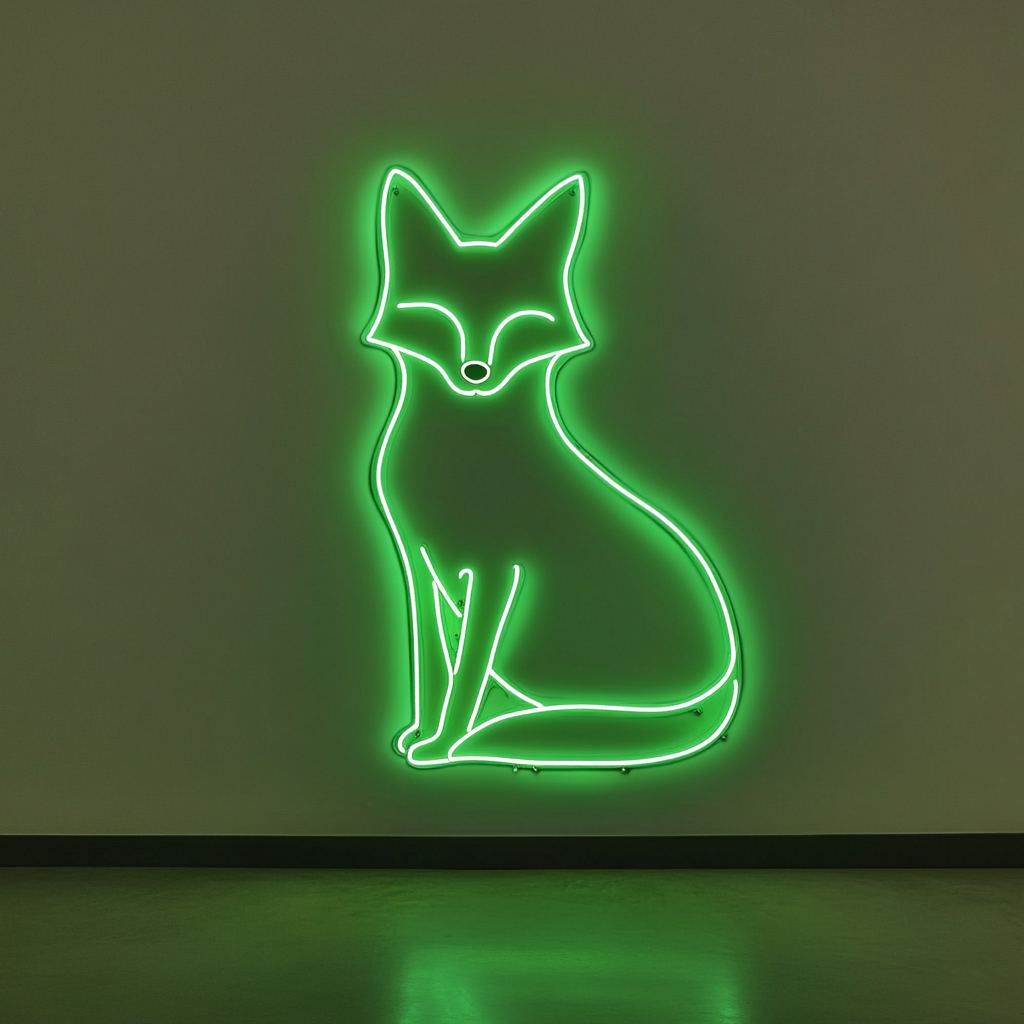 Fox - Green Neon Sign, 18 Inches