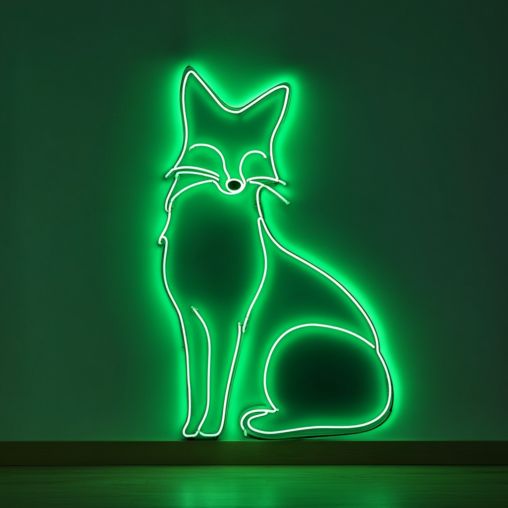 Fox - Green Neon Sign, 18 Inches
