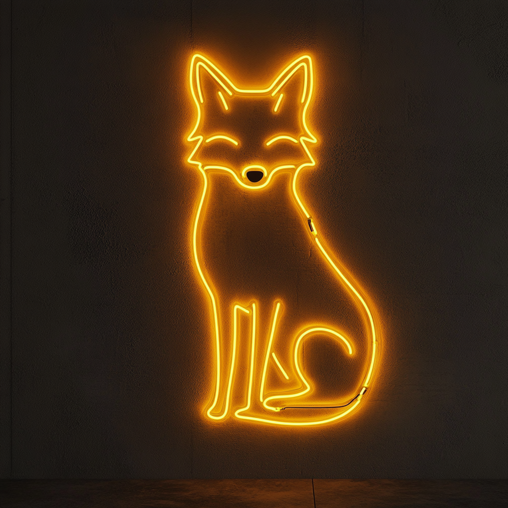 Fox - Yellow Neon Sign, 18 Inches
