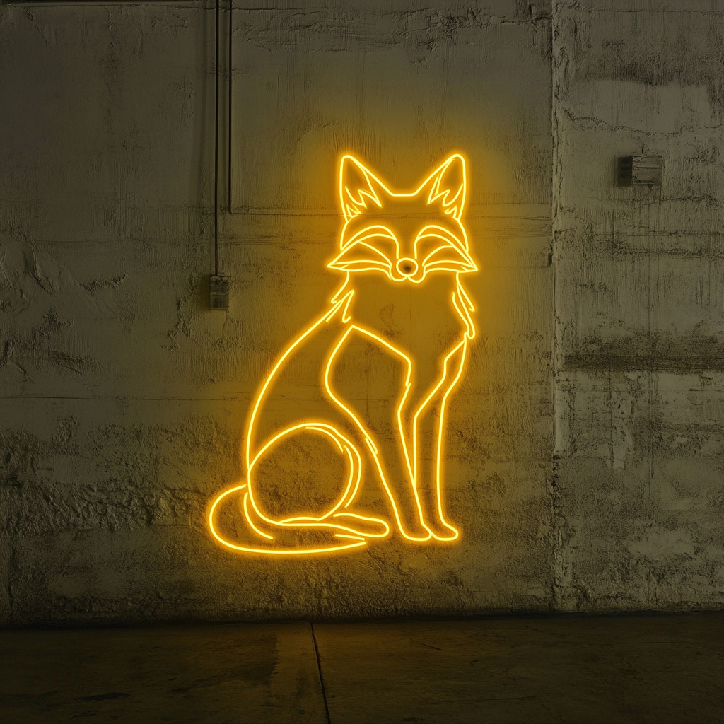 Fox - Yellow Neon Sign, 24 Inches