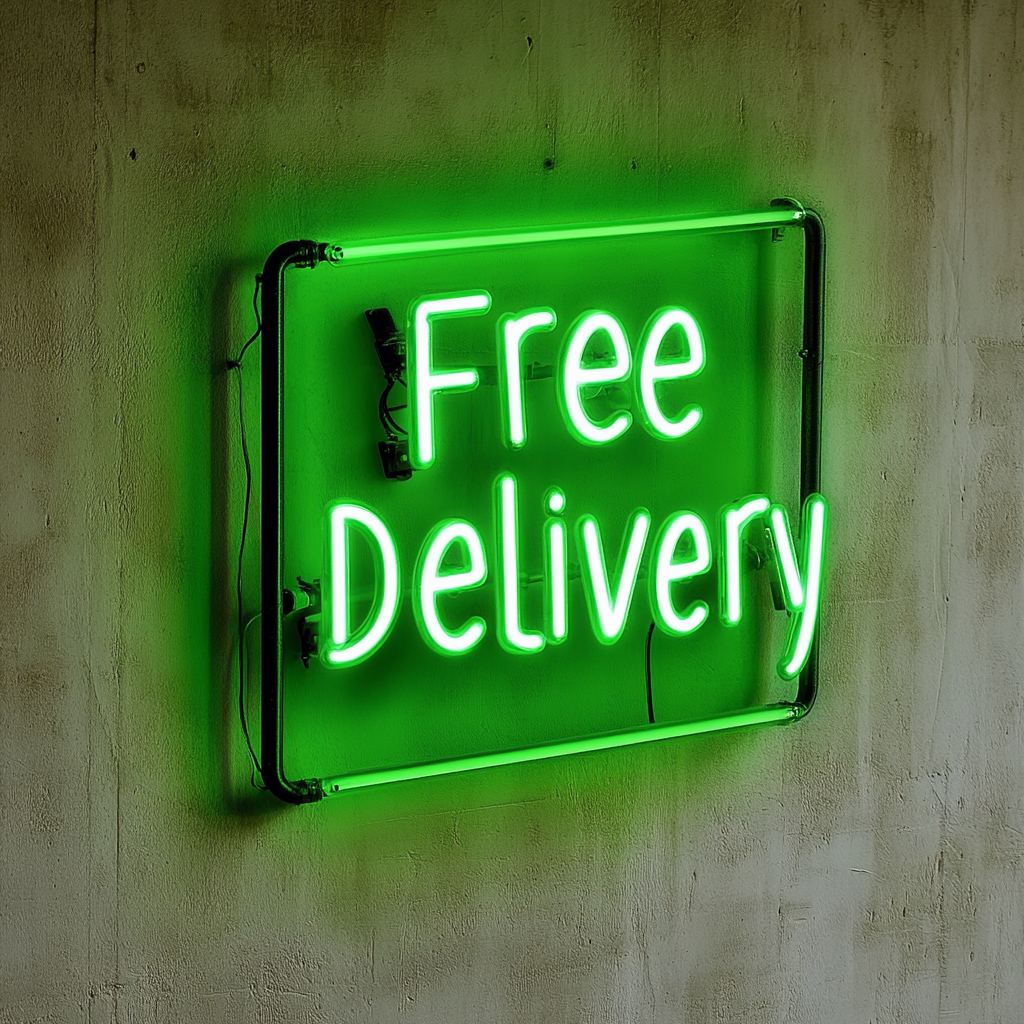 "Free Delivery" - Green Neon Sign, 24 Inches
