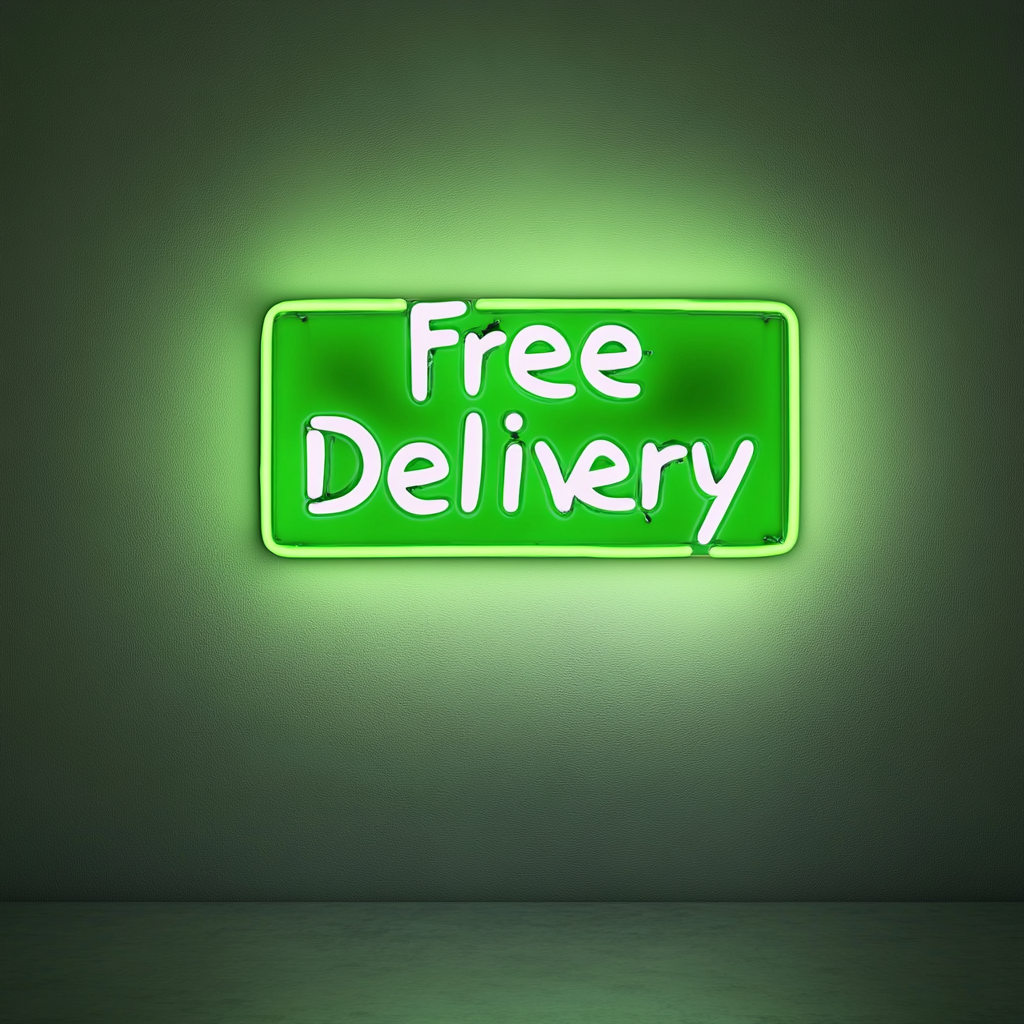 "Free Delivery" - Green Neon Sign, 24 Inches