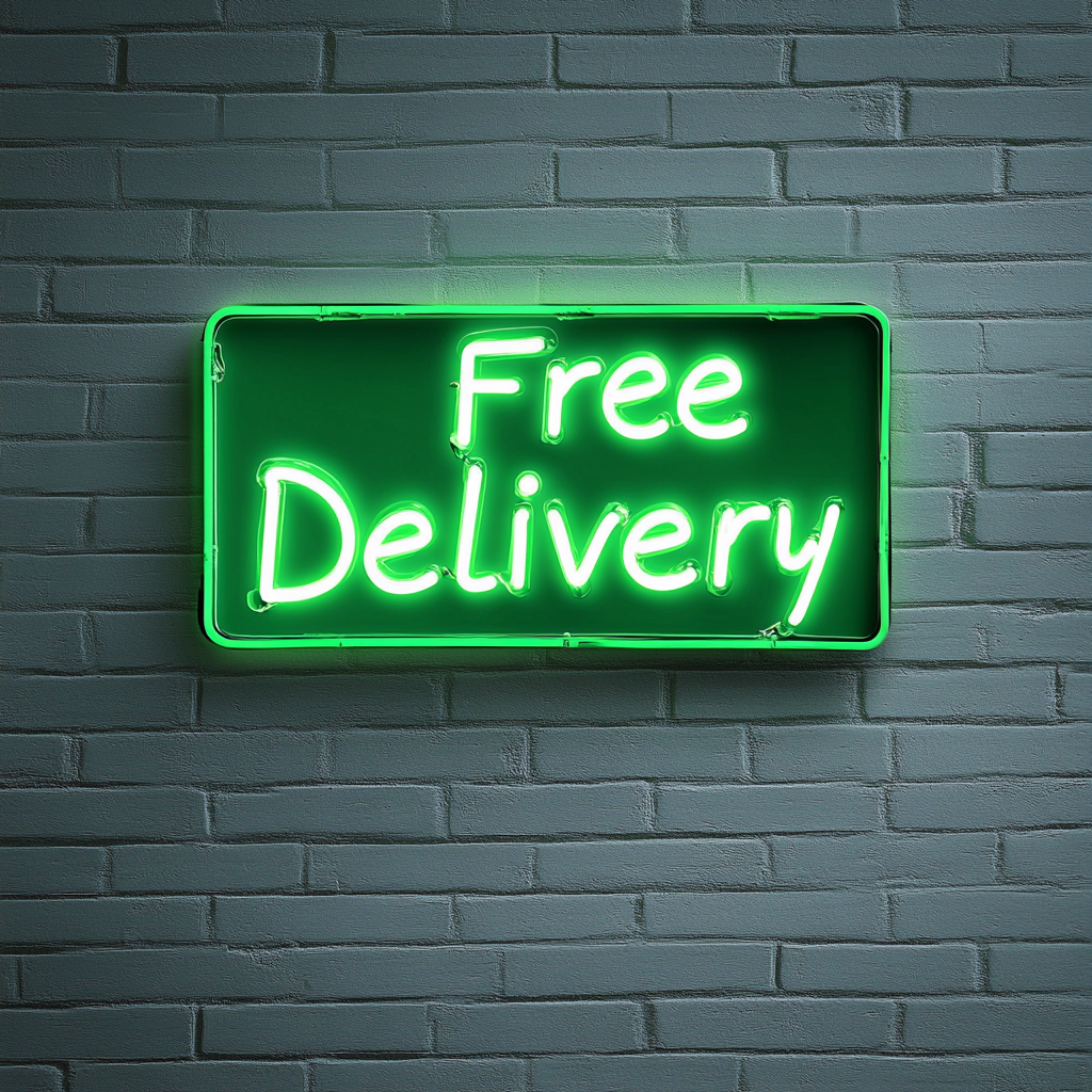 "Free Delivery" - Green Neon Sign, 24 Inches