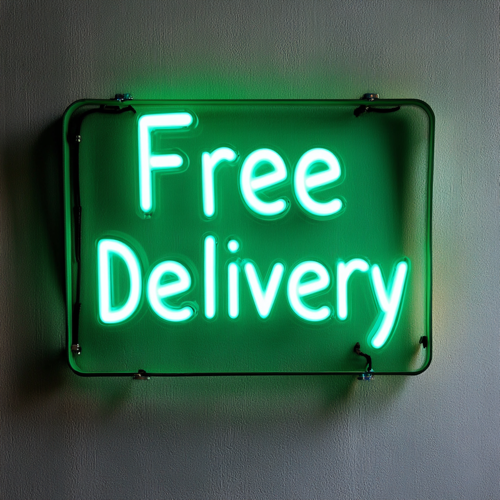 "Free Delivery" - Green Neon Sign, 24 Inches