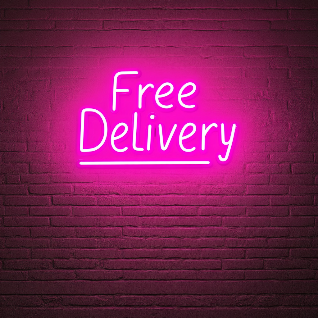 "Free Delivery" - Pink Neon Sign, 24 Inches