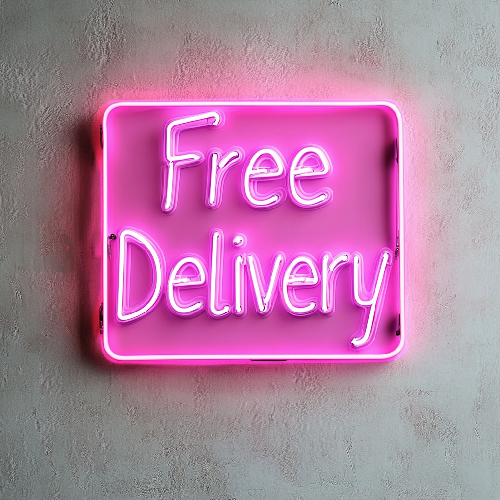 "Free Delivery" - Pink Neon Sign, 24 Inches