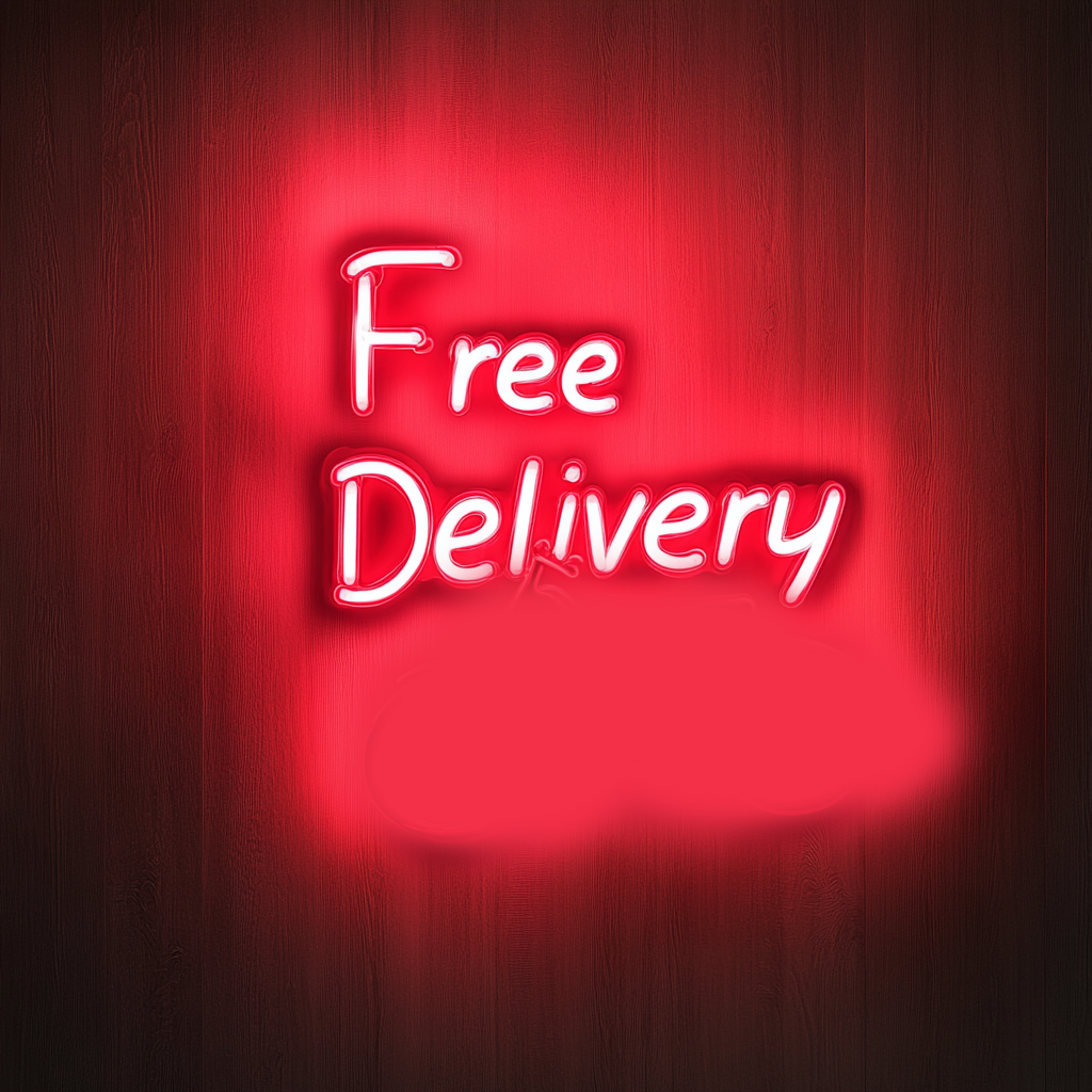 "Free Delivery" - Red Neon Sign, 24 Inches