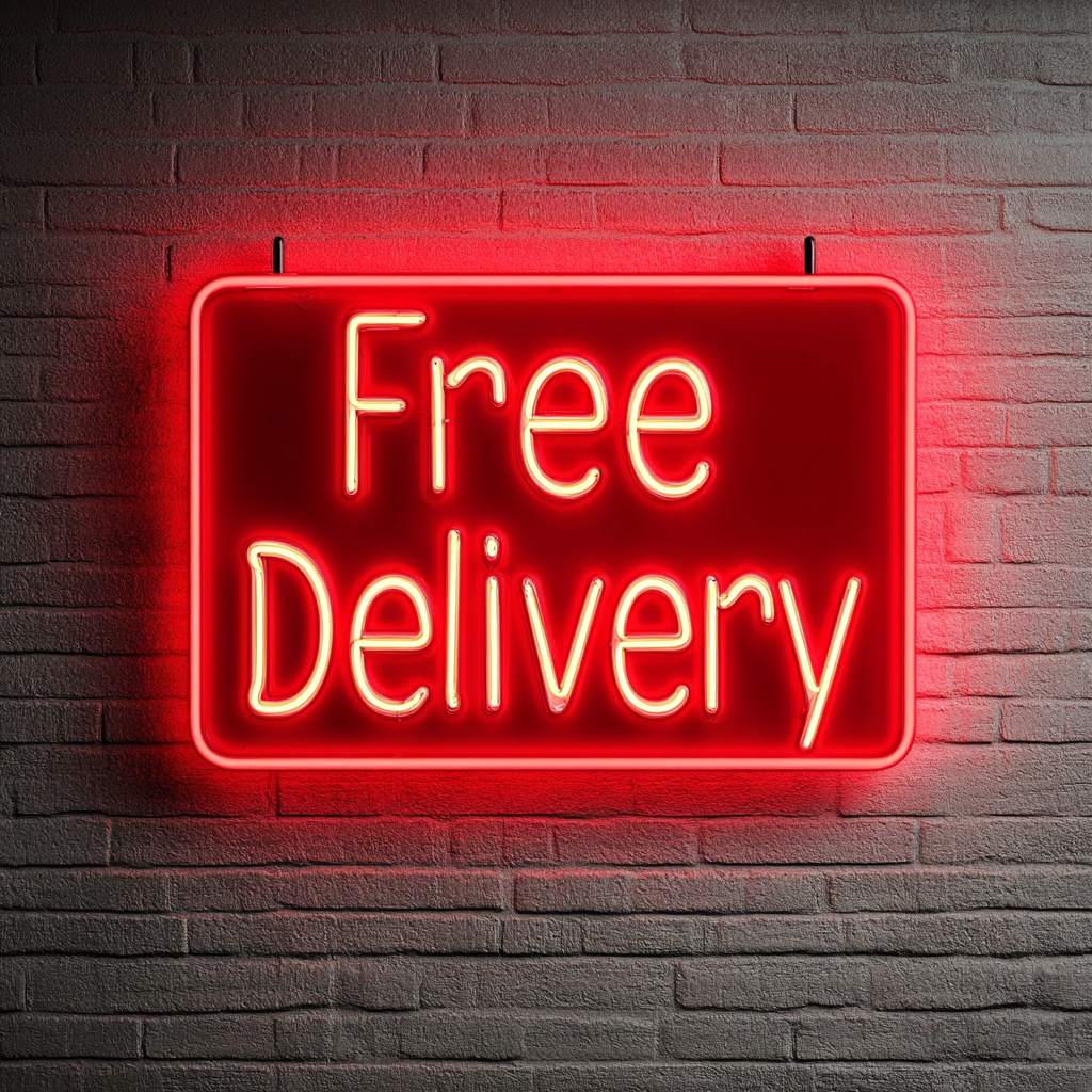 "Free Delivery" - Red Neon Sign, 24 Inches