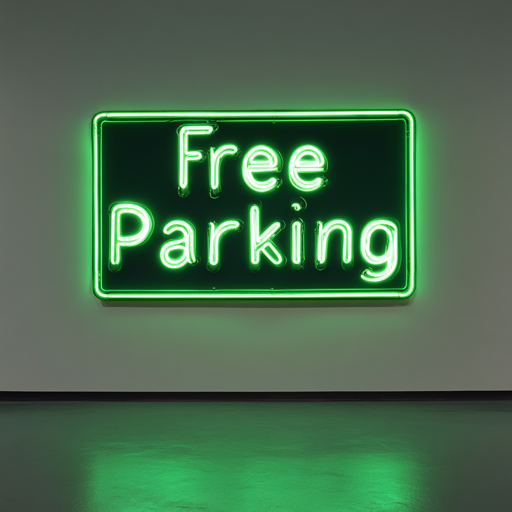 Free Parking - Green Neon Sign, 18 Inches