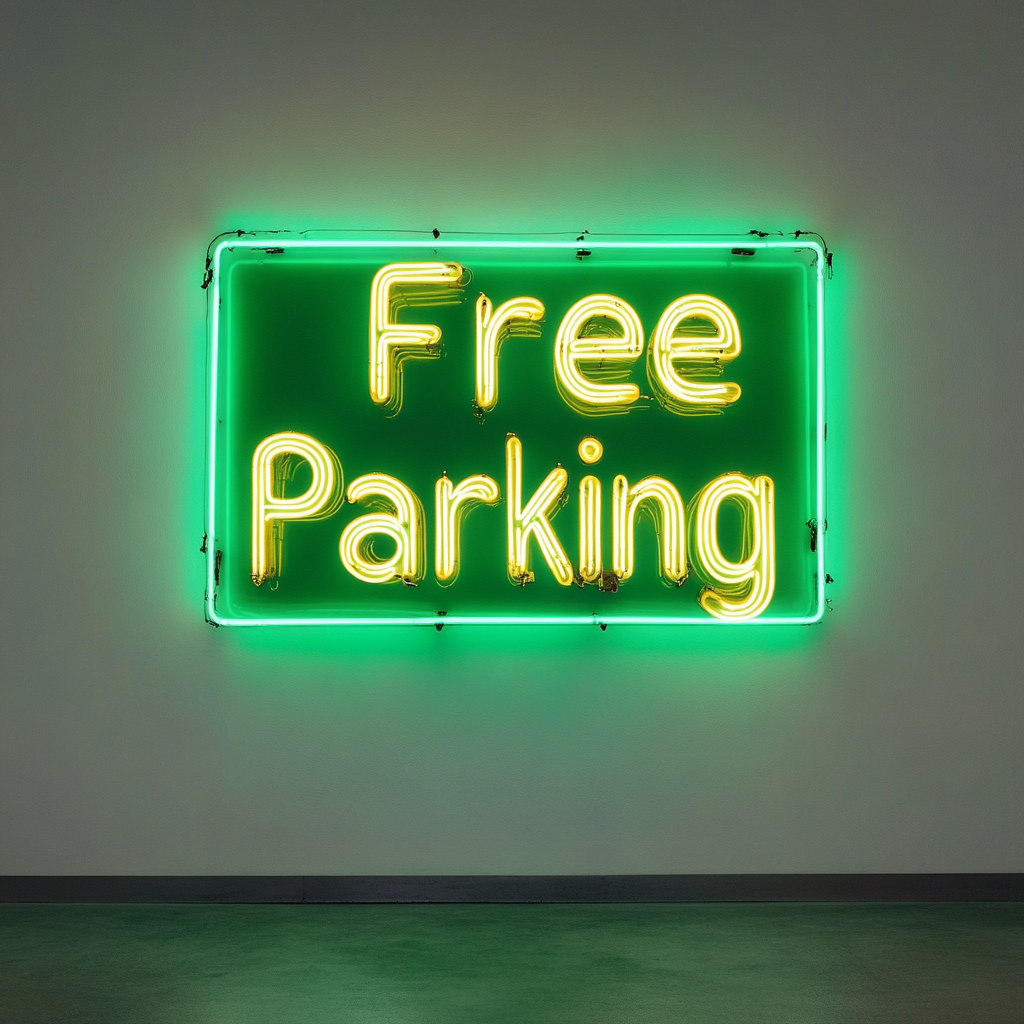 Free Parking - Green Neon Sign, 18 Inches
