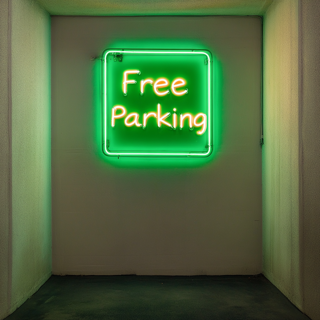 Free Parking - Green Neon Sign, 24 Inches