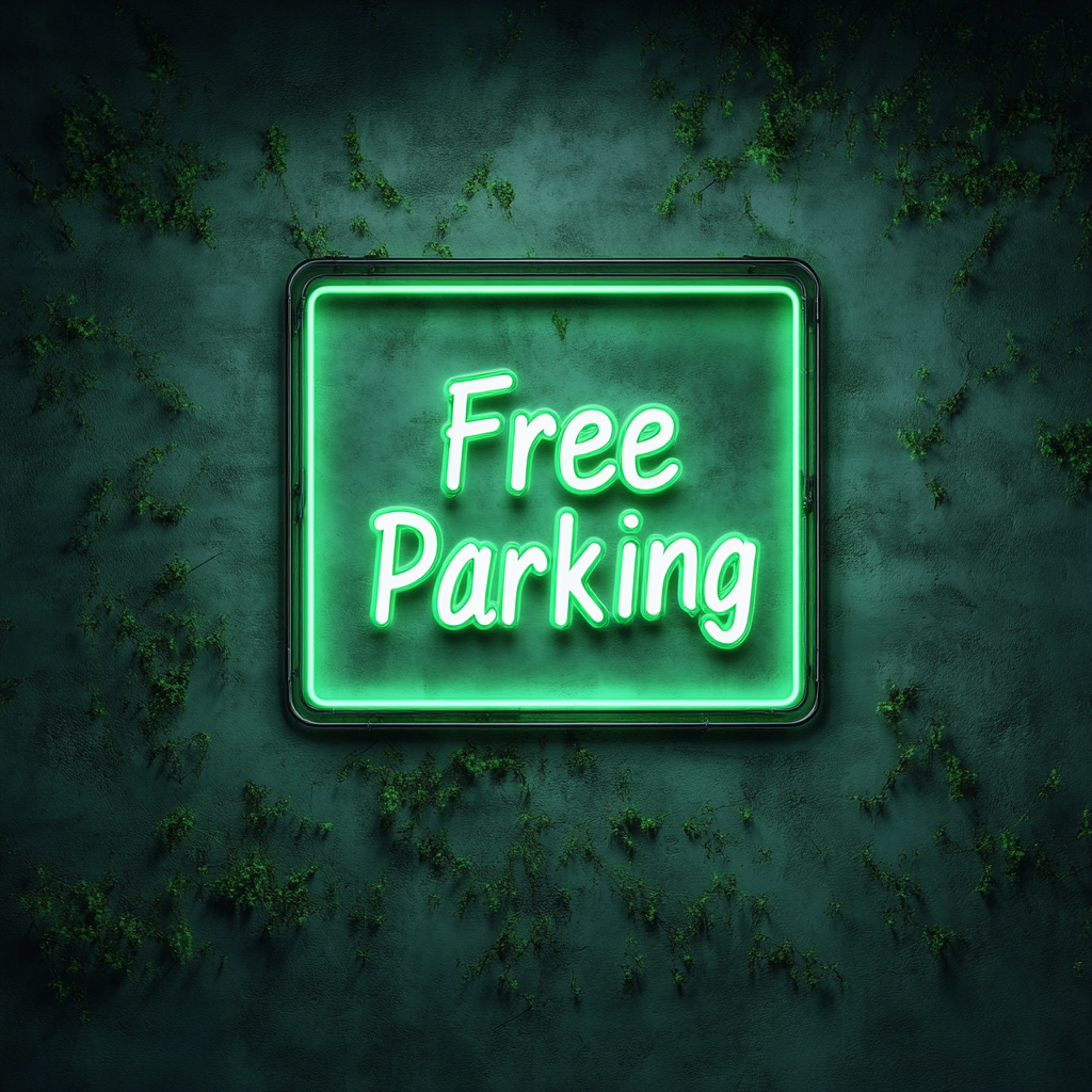 Free Parking - Green Neon Sign, 18 Inches