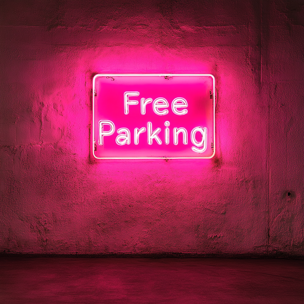 Free Parking - Pink Neon Sign, 24 Inches