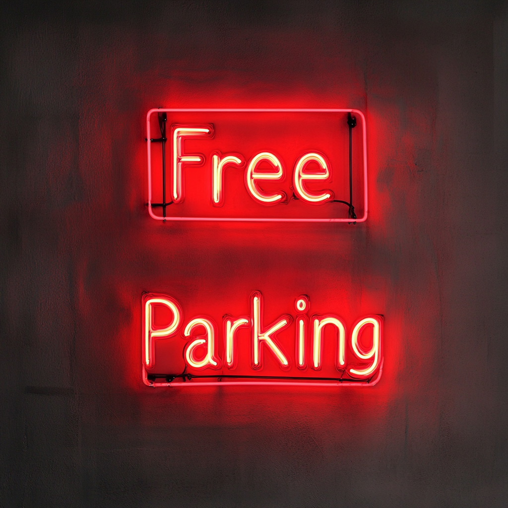 Free Parking - Red Neon Sign, 18 Inches