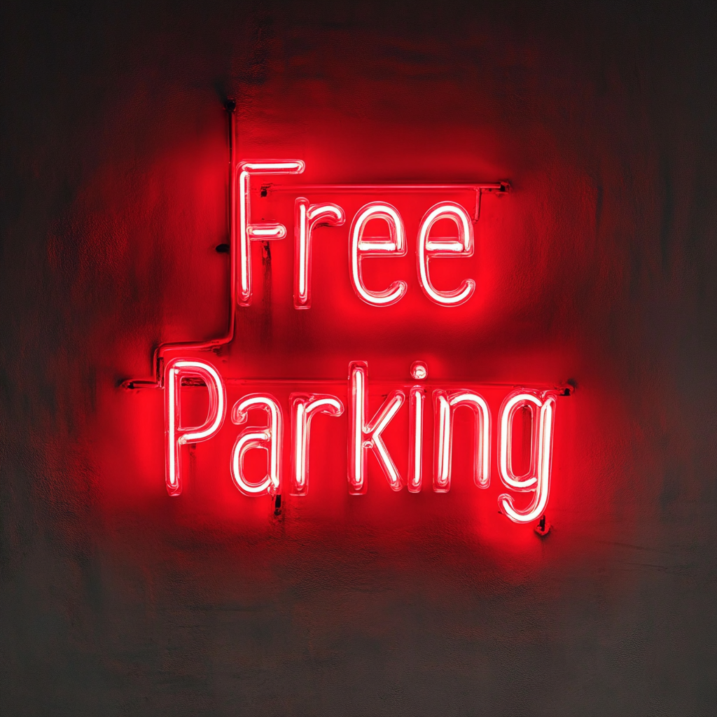Free Parking - Red Neon Sign, 24 Inches