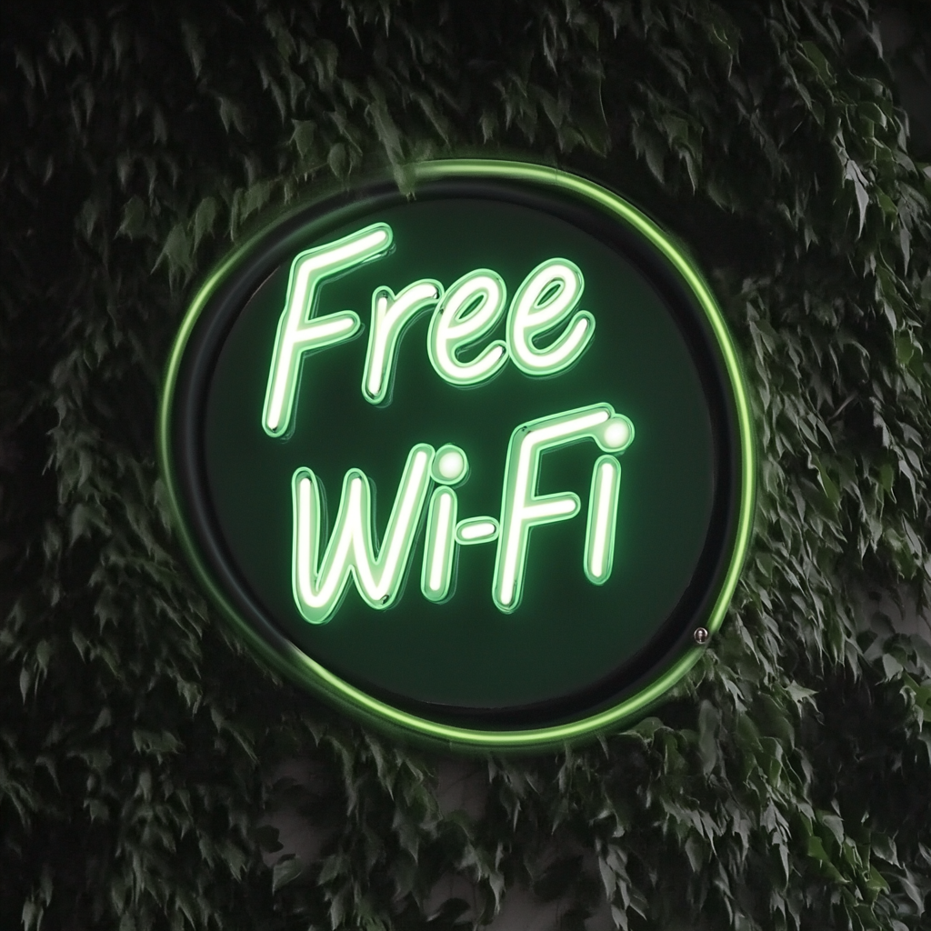 Free Wi-Fi - Green Neon Sign, 18 Inches