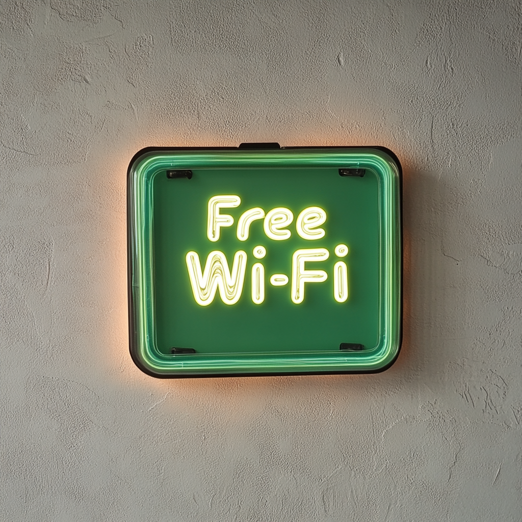 Free Wi-Fi - Green Neon Sign, 18 Inches