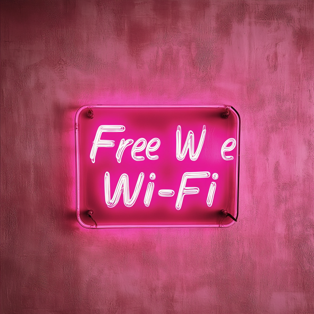 Free Wi-Fi - Pink Neon Sign, 18 Inches