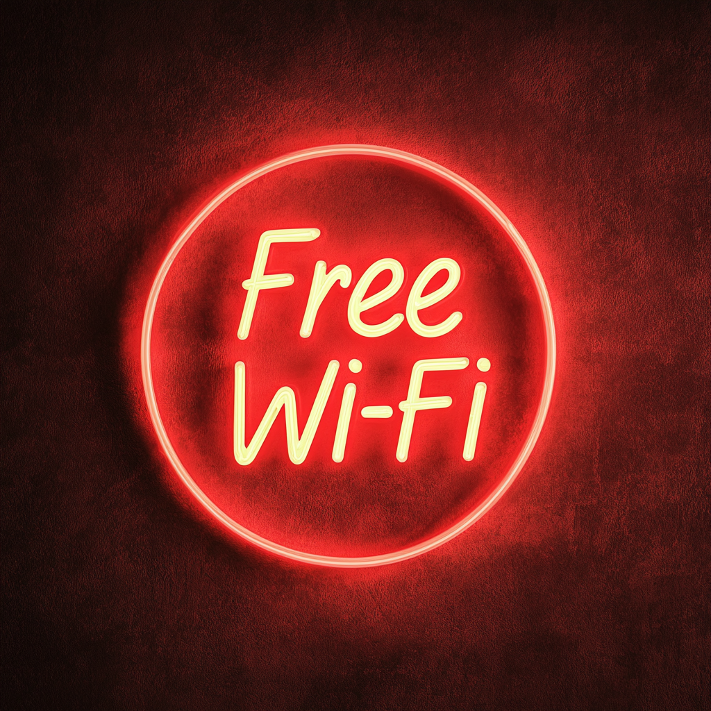 Free Wi-Fi - Red Neon Sign, 18 Inches